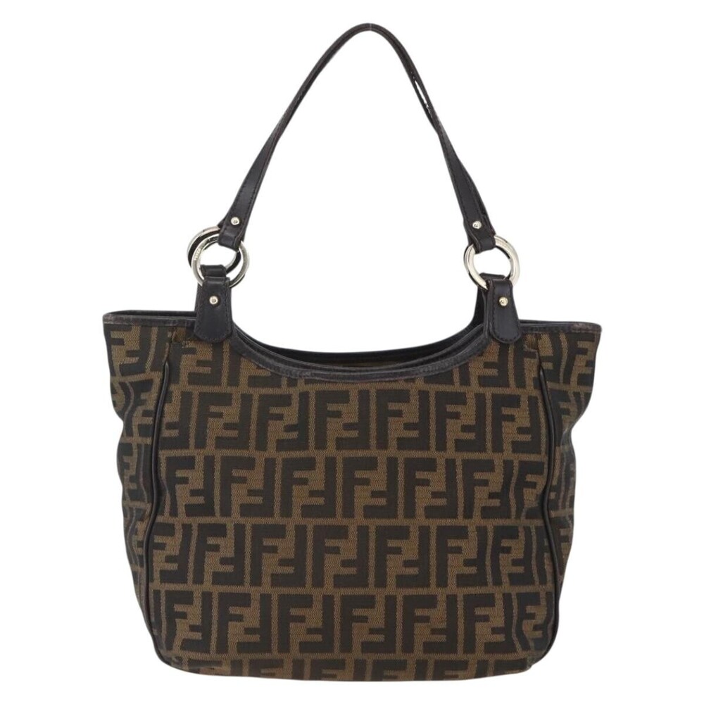 Fendi Chef Pleated Shopping Tote Zucca Canvas